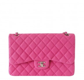 Chanel Double Flap Bag Fuchsia Caviar Leather