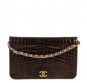 Chanel Brown Crocodile Vintage Flap Shoulder Bag