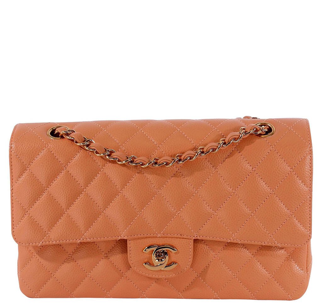 Chanel Classic 2.55 Bag Peach Caviar