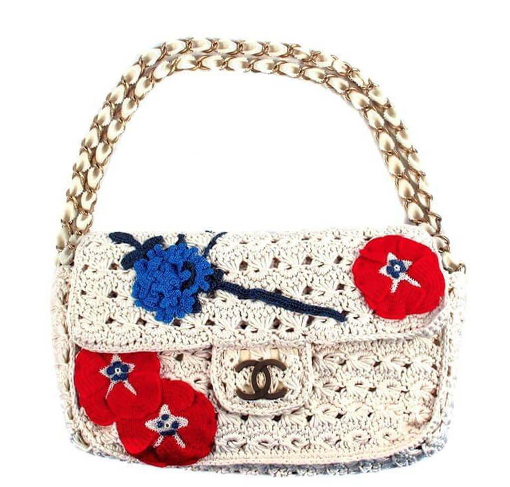 Chanel Crocheted Knit Camellia Runway Bag | Baghunter