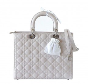 Dior Lady Dior Bag Pearl Grey