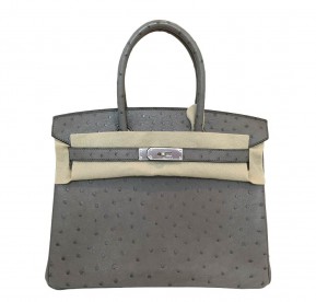 Hermès Birkin 30 Ostrich Gris Tourterelle Bag