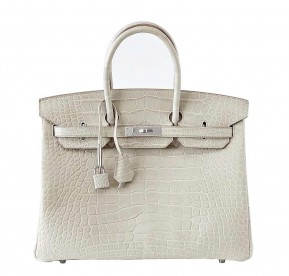 Hermès Birkin 35 Alligator Beton Bag PHW