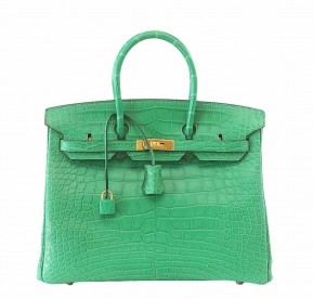 Hermès Matte Alligator Birkin 35 Cactus Bag GHW