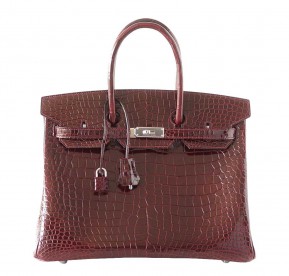 Hermès Birkin 35 Bordeaux Porosus Crocodile Bag