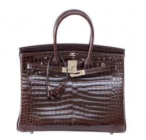 Hermès Birkin 35 Chocolate Crocodile Bag