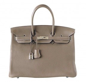 Hermès Birkin 35 Etoupe Clemence Bag PHW