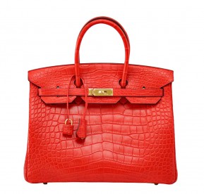 Hermès Birkin 35 Geranium Alligator Bag GHW