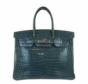 Hermès Birkin 35 Malachite Porosus Crocodile Bag PHW