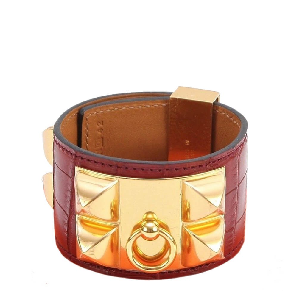 Hermès Collier de Chien Bracelet Rouge Alligator