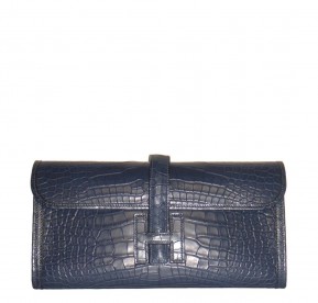 Hermès Jige 29 Clutch Bag Blue Alligator