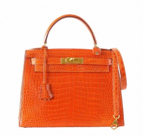 Hermès Kelly 32 Orange Crocodile Bag