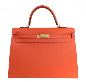 Hermès Kelly 35 Sellier Feu Bag GHW