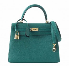 Hermès Kelly Sellier Bag 28 Malachite GHW