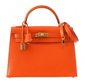 Hermès Kelly Sellier 32 Feu Bag Gold Hardware