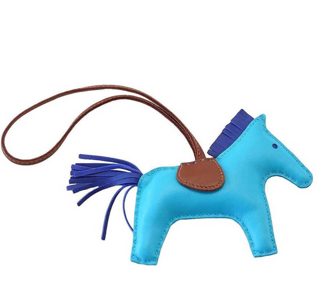 Hermès Rodeo Horse MM Bag Charm Blue 