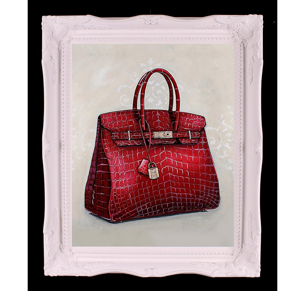 Medium Limited Edition Rouge Hermès Birkin Giclée